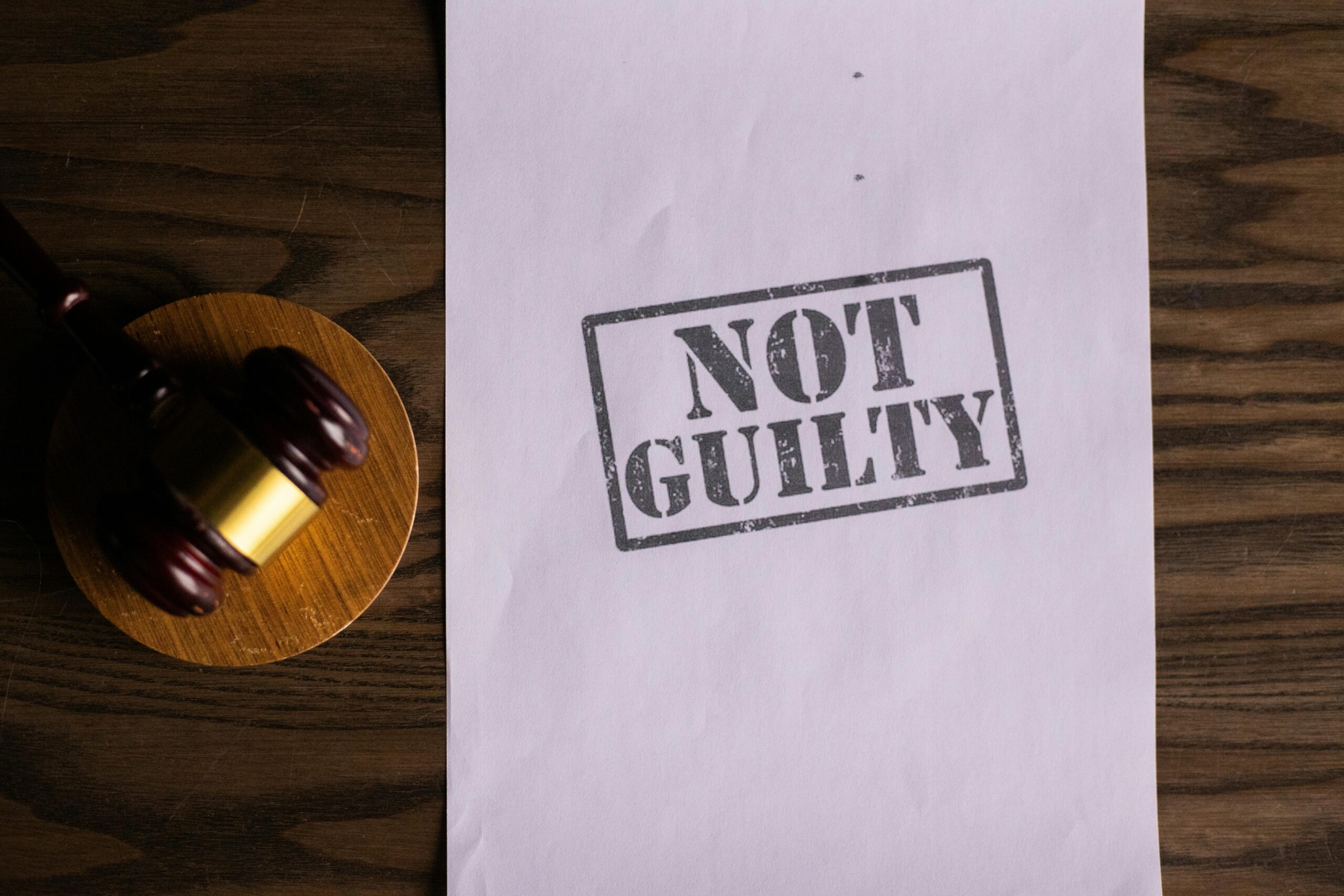 A paper that says "not guilty".